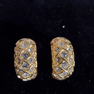Gold plated and rhinestone earrings
